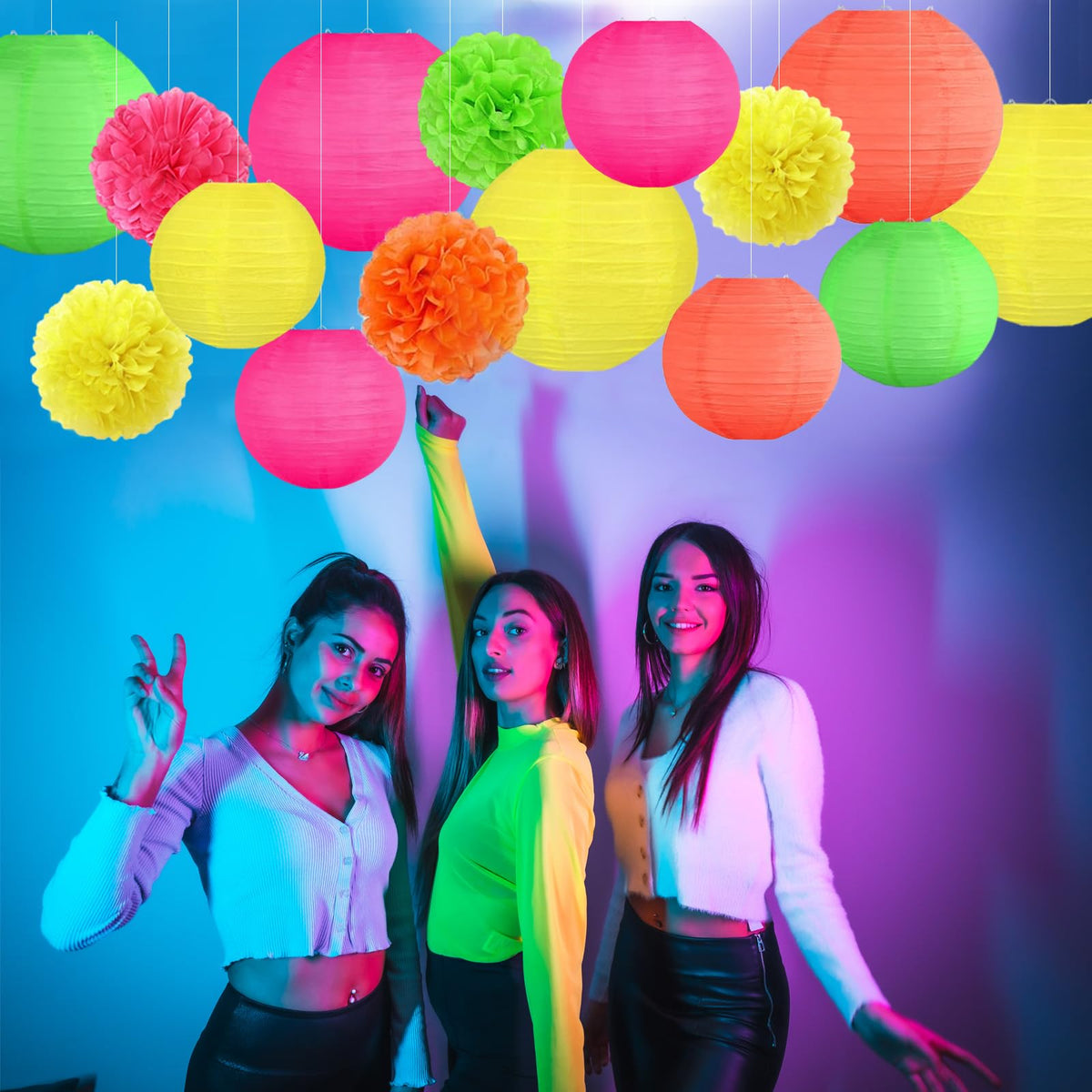 16 Pcs Neon Party Decorations (Multicolor)