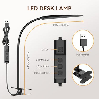Clip‑On Desk Lamp (Dark Black / Medium)