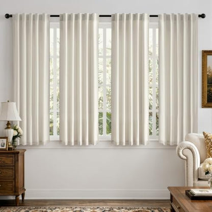 Ivory Velvet Curtains 4 Panels Set Back Tab 40 x 63 Inch Long (Ivory / 40"W x 63"L (Pack of 4))
