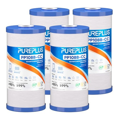 25 Micron 10"x4.5" Whole House Sediment and Carbon Filter (4 Count (Pack of 1))