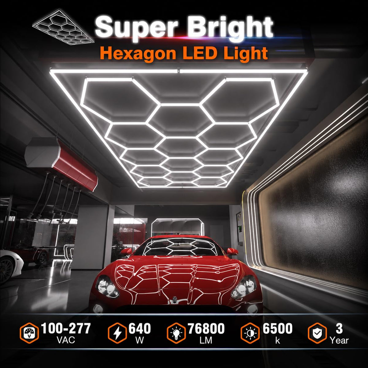 Dimmable Hexagon Garage Lights (14Hex+Border)