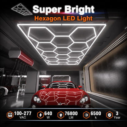 Dimmable Hexagon Garage Lights (14Hex+Border)