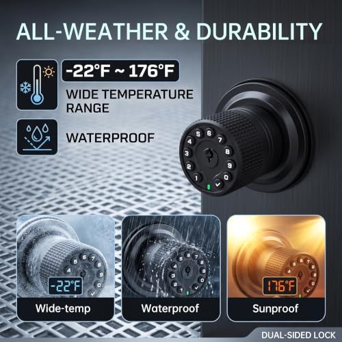 IU32 Double Sided Keypad Door Knob with Dual Cylinders and Key Alike