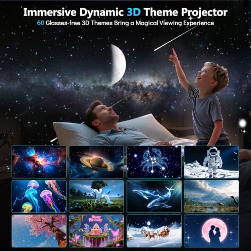 3D Projector 60 Themes HD 3D Galaxy Projector with Bluetooth Speaker & Remote