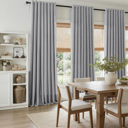 Grey Grommet Linen Curtains 84 Inches Long for Living Room (Grey / 52"W x 84"L (Pack of 2))