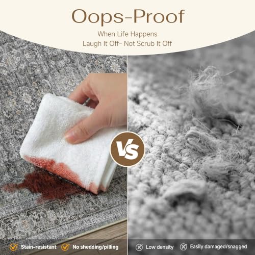Black Washable 5x7 Area Rugs for Living Room Bedroom (Retro | Black / 5' x 7' (Rectangular))