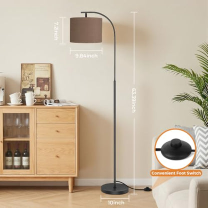 Floor Lamp with Linen Shade (Brown)
