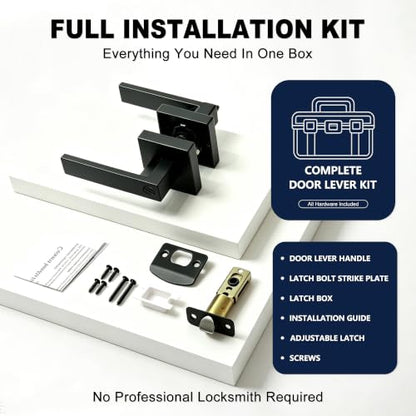 Privacy Matte Black Door Handles for Bedroom and Bathroom