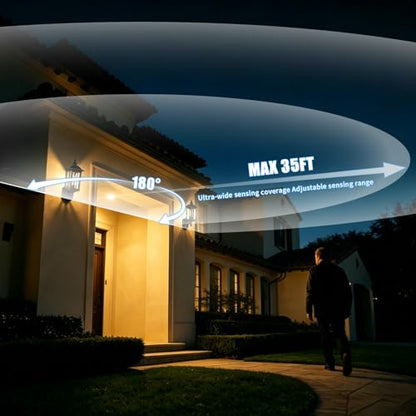 JYO 16" Motion Sensor Outdoor Wall Light Fixtures (01-BK-MA)