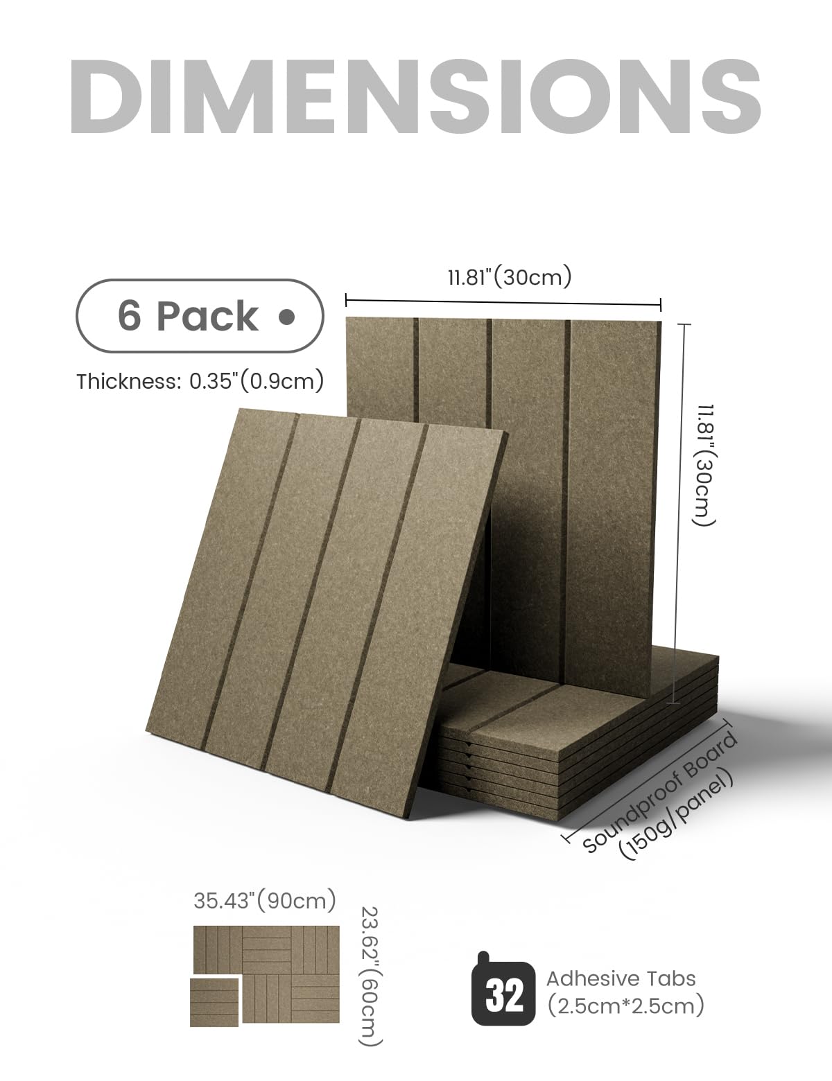 Felt Bulletin Board & Cork Board Alternative 36'' x 24'' (Christmas Brown-1 / Bold-stripe 6-pack)