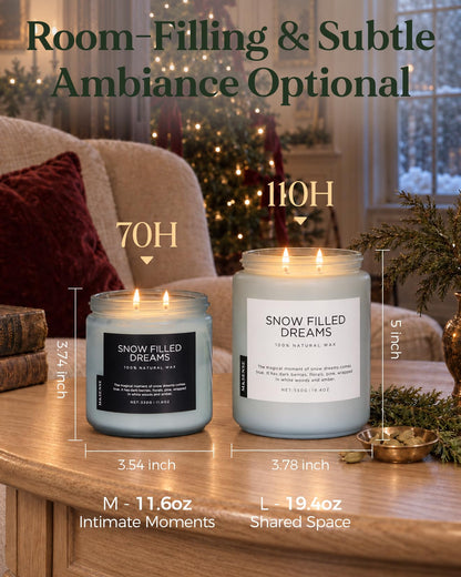 Snow Filled Dream Scented Winter Candle Non Toxic for Holiday Gifts (Large Jar / Snow Filled Dreams)