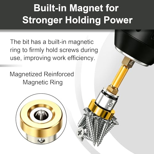 PH2 Magnetic Positioning Screwdriver Bits (Yellow)