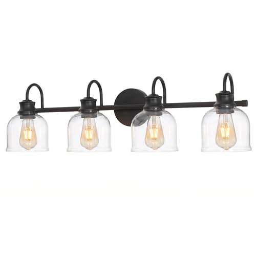4 Lights 32" Bathroom Vanity Light Fixtures (Black / 4 Lights)
