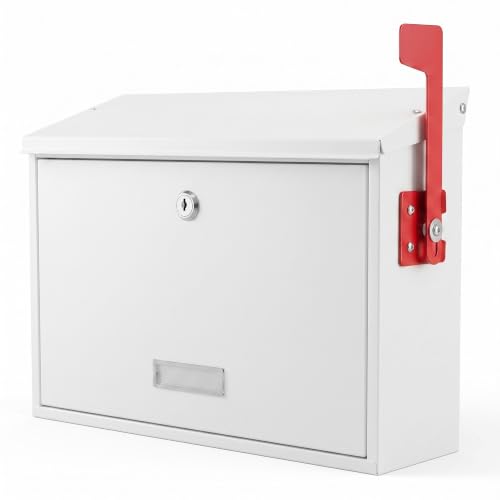 Locking Wall Mount Mailbox with Outgoing Mail Flag & Spring Clip