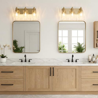 3 Light Bathroom Light Fixtures with Water Ripple Glass (Gold / 3-light)