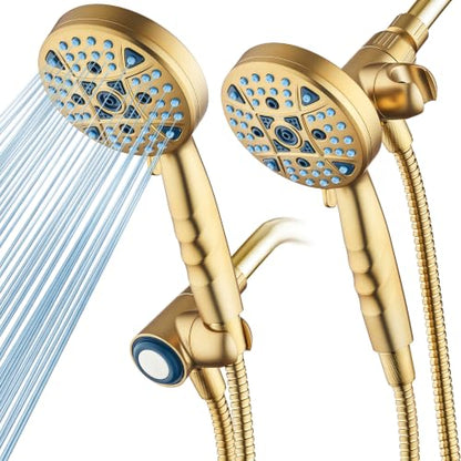 Seen-On-TV High Pressure 8-mode Handheld Shower Head - 2-mode Power Wash to Clean Tub, Tile & Pets, Stay-Clean Nozzles, Extra Long 6 ft. Stainless Steel Hose, Wall & Overhead Brackets
