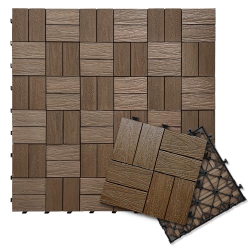9 Pcs Wood Interlocking Deck Tiles