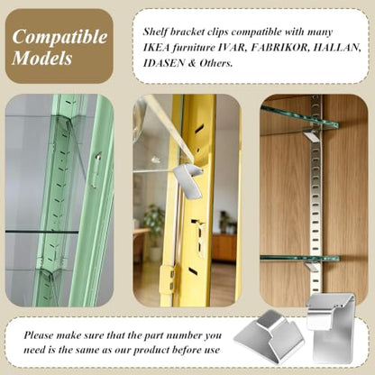 5 Pcs 114594 Metal Shelf Bracket Clips Compatible with IKEA Fabrikor Glass Door Cabinet