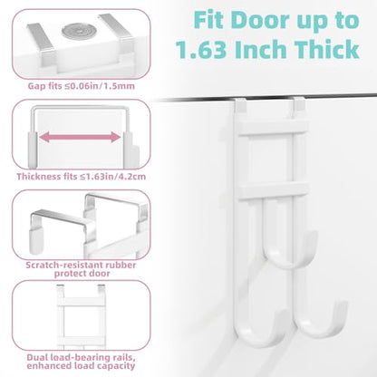 4 Pack Over the (White / Short hooks-4 Packs Fit 1-1/2'' Interior Door)