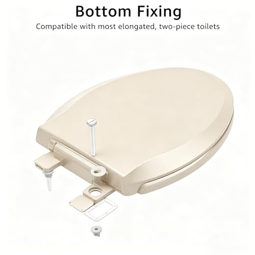 Toilet Seat Elongated Almond (Almond / Elongated 18.5inch)