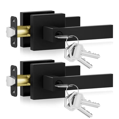 Door Lock Matte Black Door Knob with Lock