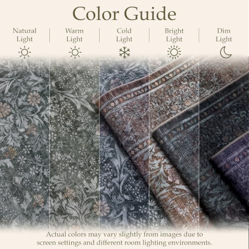 Entryway Rug 2x3 Washable Vintage Floral Rug (Moss Green / 2' x 3' (Rectangular))