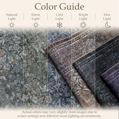 Entryway Rug 2x3 Washable Vintage Floral Rug (Moss Green / 2' x 3' (Rectangular))
