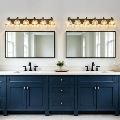 Bathroom Light Fixtures (Black - Tulip Clear / 6-light)