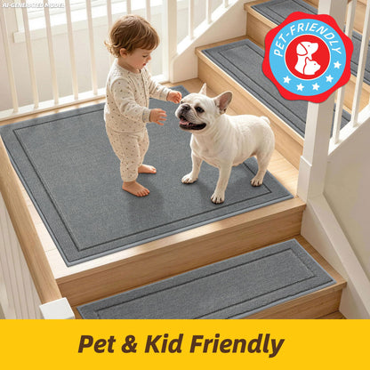 Non Slip Stair Landing Rug Mat (2'6" x 2'6" (Rectangular) / Light Grey)