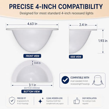 4 Pack 4 Inch 40% Translucent Can Light Cover (White / 4 Inch)