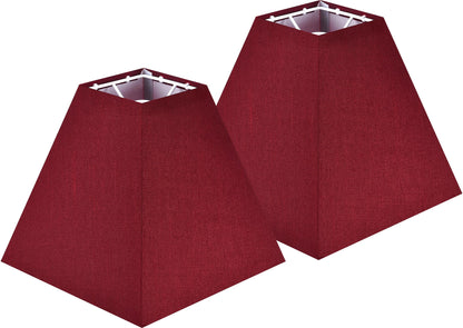 Small Lamp Shades Set of 2 (Burgundy-red faux silk / 4 × 9 × 8.3 inches (2 pack))