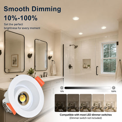 Gimbal LED Recessed Light (12P-White / 2 Inches- Anti glare)