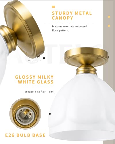 Glossy White Glass Close to Ceiling Light
