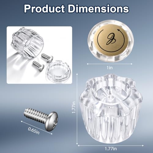 4 Pack Clear Acrylic Shower Knob Replacement Compatible with Delta Delex Peerless Faucets