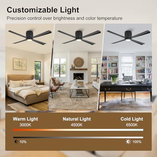 Flush Mount DC Ceiling Fan with Light