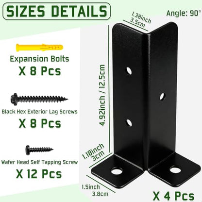Adjustable Deck Post Anchor Brackets Kit Fit 1.5x1.5