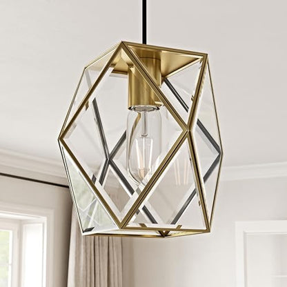1 Light Modern Geometric Clear Glass Pendant Light