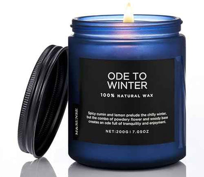Ode to Winter Scented Candle for Home Natural Soy Wax Non Toxic Cotton Wick Winter Scent (Small Jar / Ode To Winter)