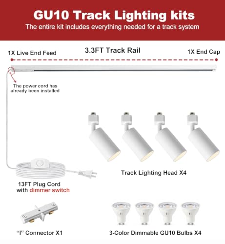 3 Color Plug in Track Lighting with Power Cord