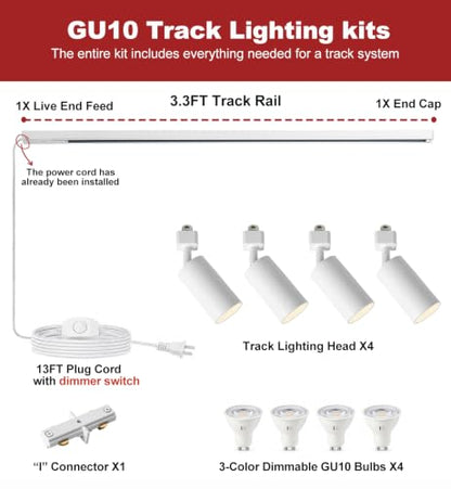 3 Color Plug in Track Lighting with Power Cord