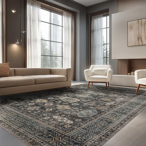 Washable Area Rug 8×10 for Living Room (Silver / 8' x 10' (Rectangular))