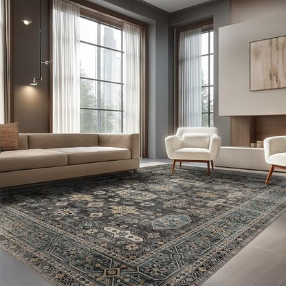 Washable Area Rug 8×10 for Living Room (Silver / 8' x 10' (Rectangular))
