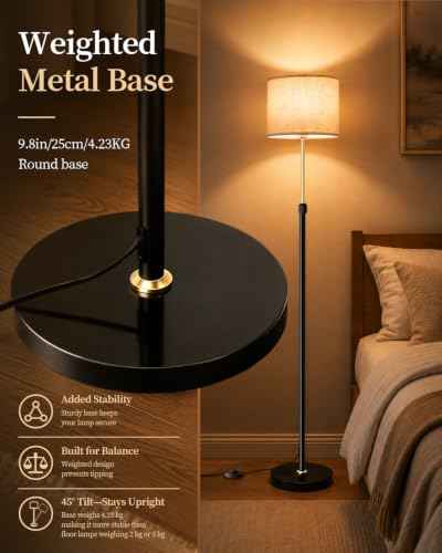 Upgraded】Floor Lamp for Living Room & Bedroom (Black Gold 2700K)