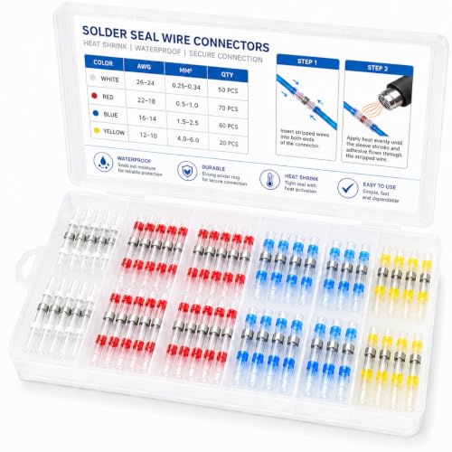 250PCS Solder Seal Heat Shrink Butt Connectors