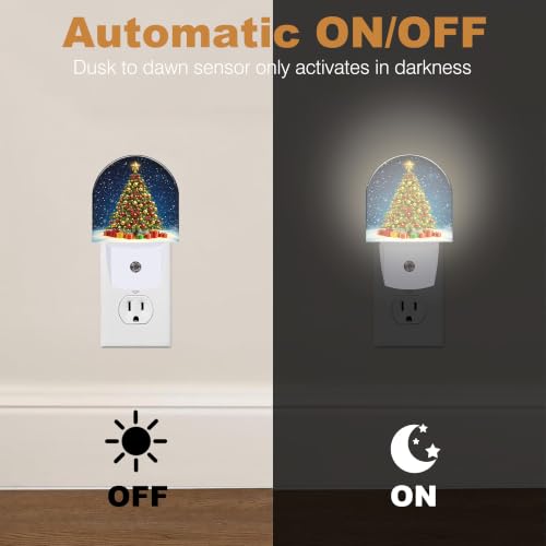 Night Light Christmas Night Lights Plug into Wall with Dusk to Dawn Smart Sensor for Bedroom Bathroom Hallway Kitchen (Christmas 01)