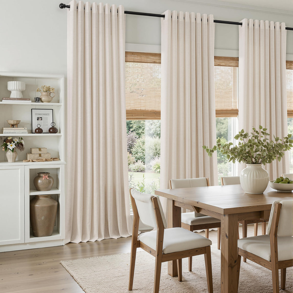 Cream Grommet Linen Curtains 86 Inches Long for Living Room (Linen / 52"W x 86"L (Pack of 2))