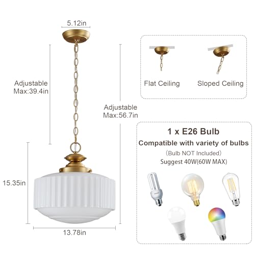 Vintage Milk Glass Pendant Light