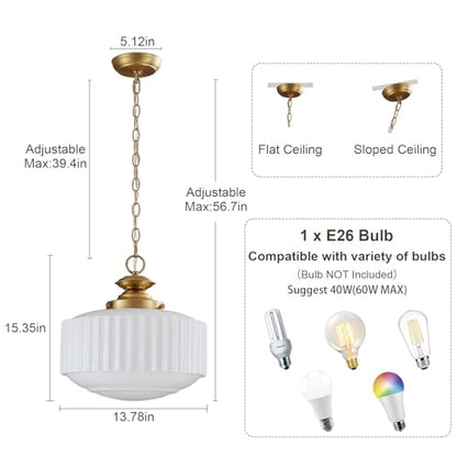 Vintage Milk Glass Pendant Light