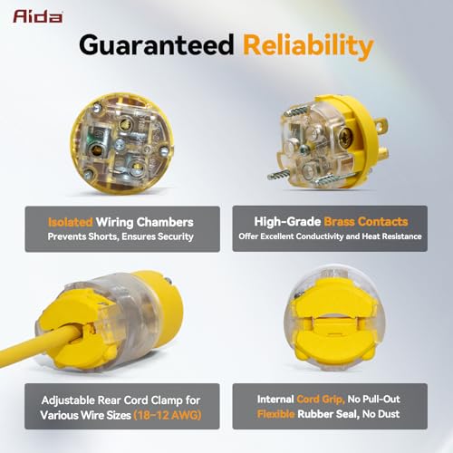 Lighted Plug and Connector Set (Yellow / 15A Plug and Connector Set)
