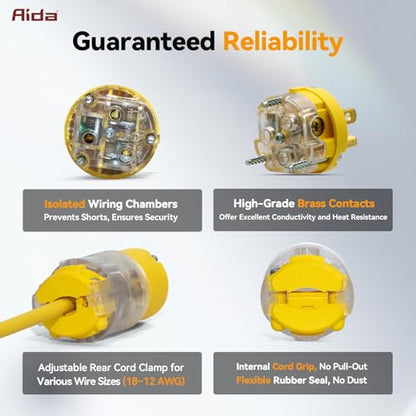 Lighted Plug and Connector Set (Yellow / 15A Plug and Connector Set)